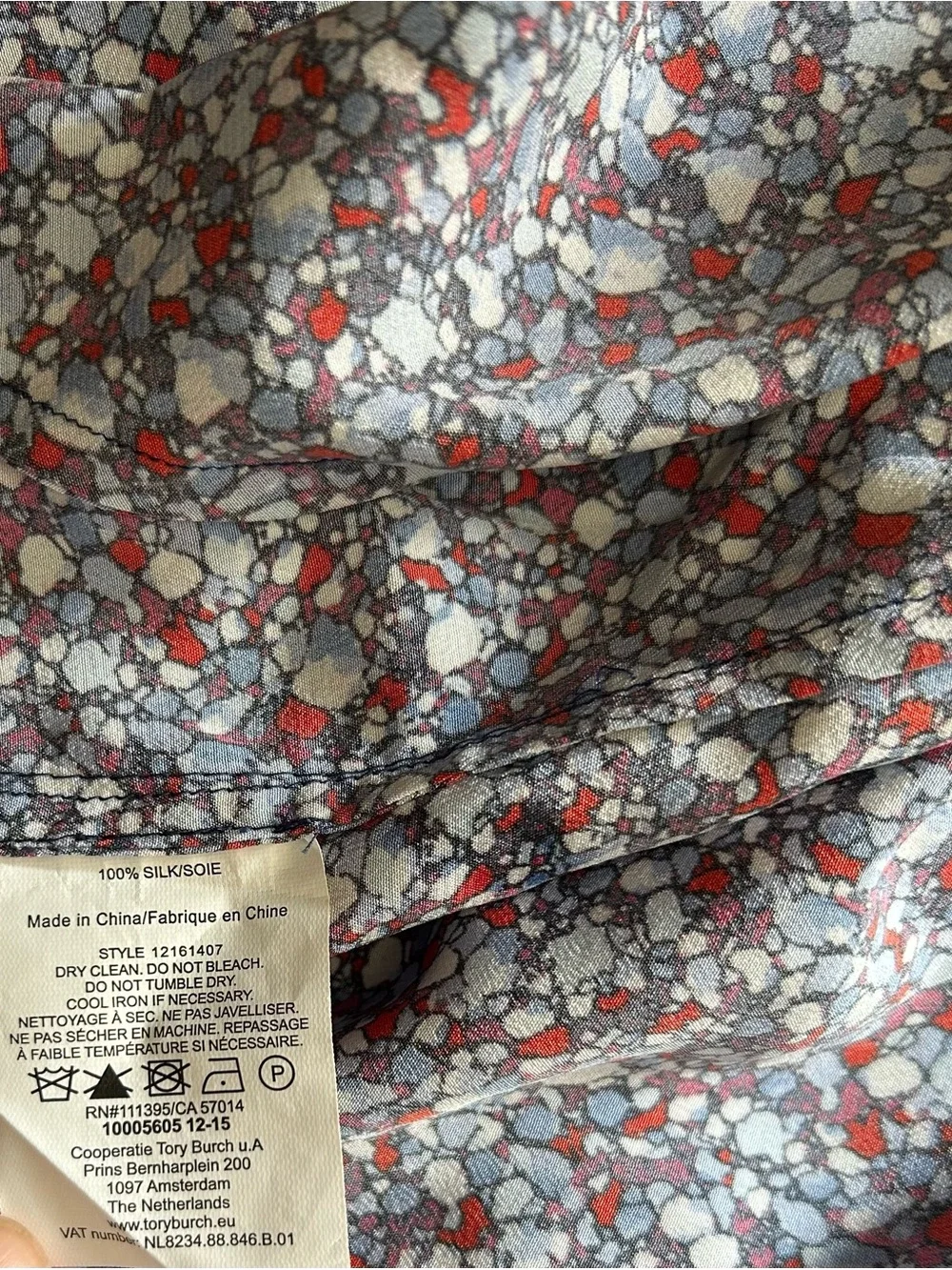 Tory Burch Silk Shirt Dress 0 Blue Red Abstract Print Belted Mini Dress